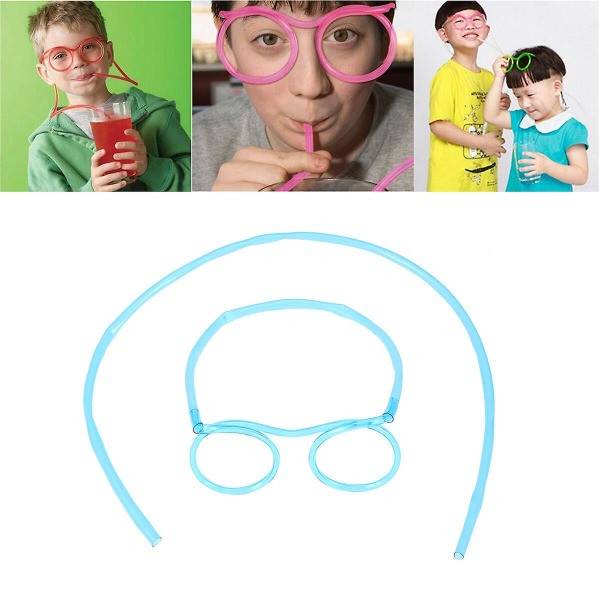 Roliga glasögon sugrör Unika flexibla dricksrör Barnfesttillbehör (slumpmässiga färger enligt bilden)