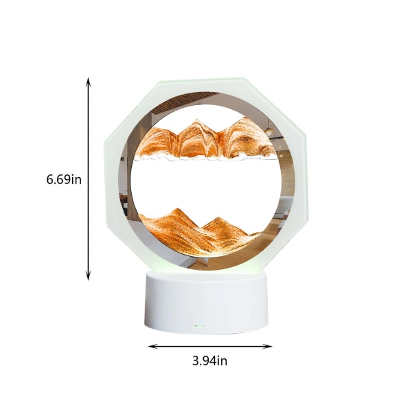 3D Flytande Sandkonst, 6,69 tum 360 Roterande Timglas Dekoration, Kreativ Konst Sandkonst Flytande Rörelse Vardagsrum Sovrum Bordslampa Dekoration 10 ml