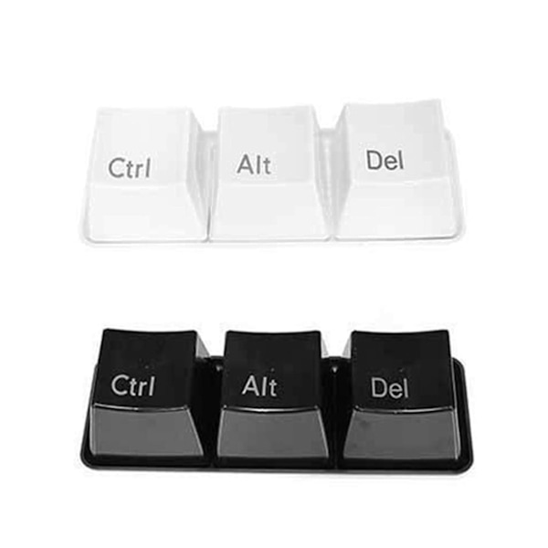 2024Ny 3 st tangentbord kaffe te vatten kopp Ctrl Del Alt nyckel mugg med bricka set (vit)