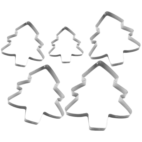 5-pack rostfria kakformar i form av julgran (12,2X8,9X2CM, silver)