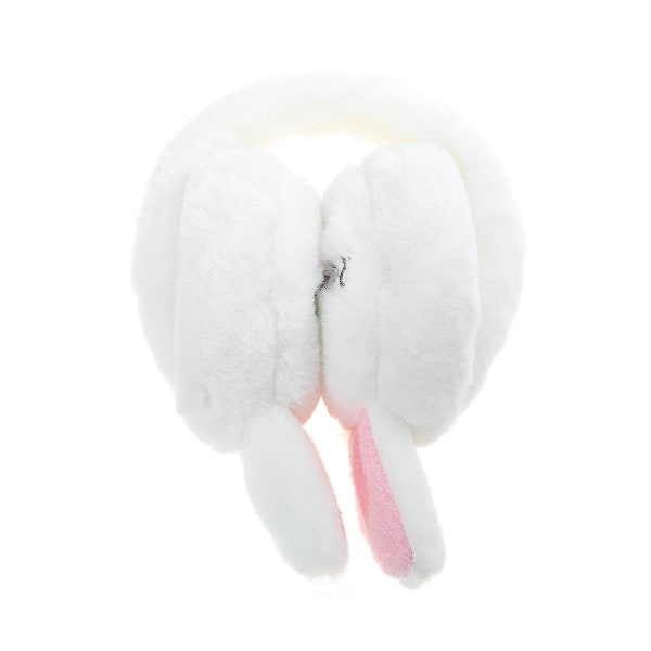 Vinterhørebeskyttelse for barn, søte øreklokker for kanin, plysj ørevarmere (25X20 cm, hvit)