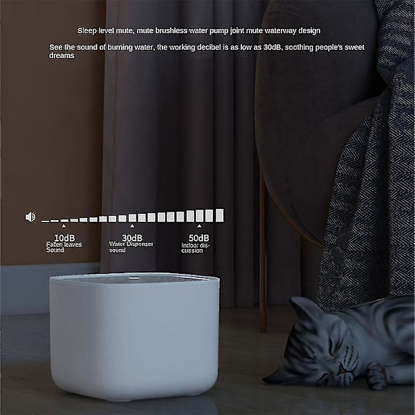 3L Vattenfontän Filter USB Vattenfontän Pump Elektrisk Stum Vatten Drick Dispenser Vit + Gra（Vit Grå）