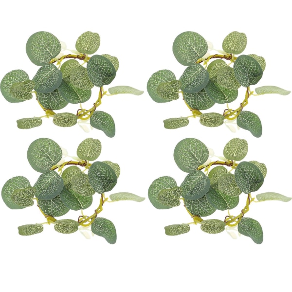 4-pak eukalyptus lys ring kunstig guirlande lysestage guirlande dekoration borddekoration (15.00X15.00X2.00CM, som vist på billedet)