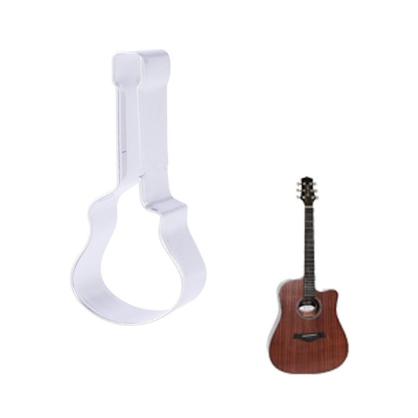 Kakform i rostfritt stål, gitarrform, DIY-chokladform, bakform, kakform, chokladform (gitarr 3, silver)