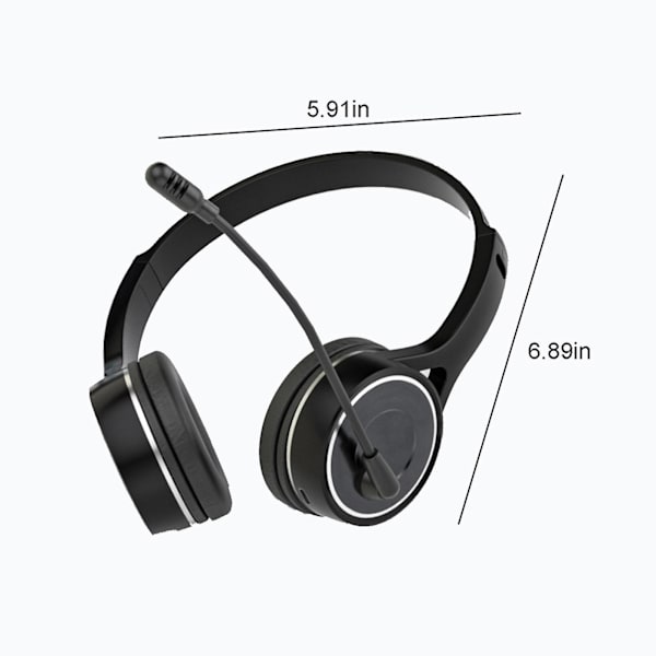 Trådlösa Bluetooth 5.1-hörlurar för lärande, affärer och onlinekurser, med mikrofon och stöd för minneskort, kompatibel med Android och iOS (svart)