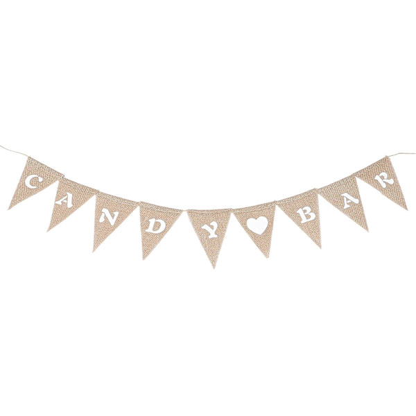 Candy Cane Heart Banner Burlap Pennant Triangular Burlap Banner Party Decoration Pennant (Som visas på bilden)
