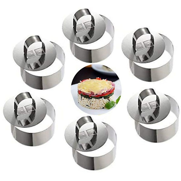 Mousse ringe kagering rustfrit stål kageform med skyder, 8 cm diameter, 6 stk. (runde)