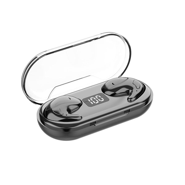Bluetooth-headset med digital display, stor batterikapacitet, in-ear-sovande öronsnäckor, trådlöst headset med sensor, låg latens (svart)