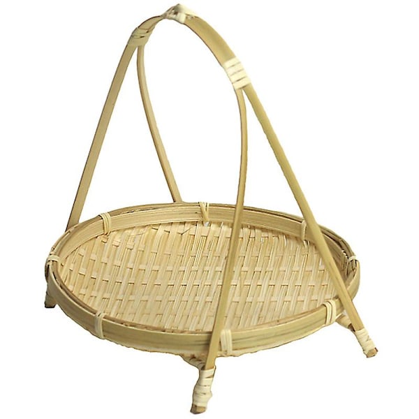 Bambusvävning Halm Korgar Tier Rack Wicker Frukt Bröd Mat Förvaring Kök Dekorera Rund Platta