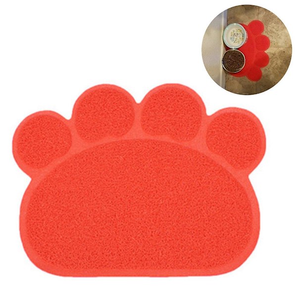Husdjur Hund Katt Valp Kattunge Skål Mat Vatten Placemat Matta Tassform (Röd)