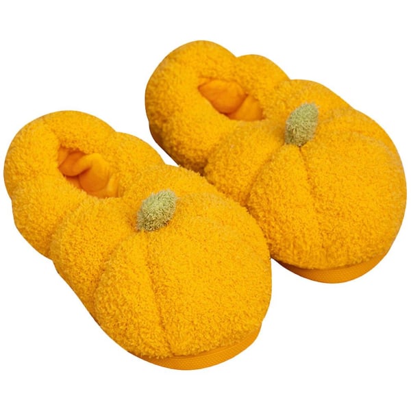 Par av vintertofflor inomhus Pumpa Design Plysch Varma tofflor Dam vinter hemtofflor (25X10cm/40#, Gul)