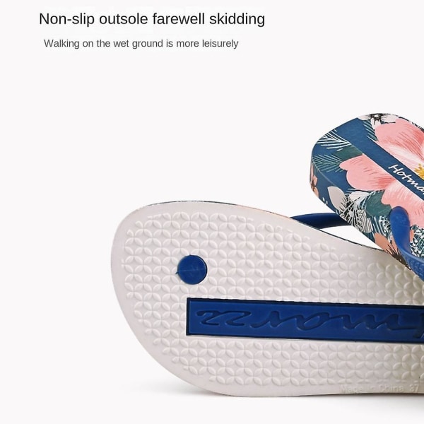 Dam Fashion Casual Tofflor Unikt Mönster Tillverkad av Mjuk PVC Material Halkfri Bekväm Flip Flops Fashionabla Sommarskor (9,5 Tum)