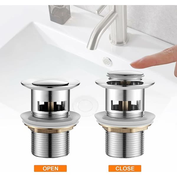 - Badrumsavloppsplugg, Clic Clac handfatsplugg, Krom, Silver