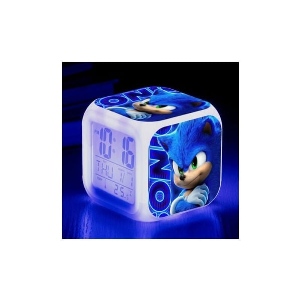 Sonic The Hedgehog Kids digital väckarklocka med LED-skärm, skrivbordsklocka med 8 ringsignaler (Sonic Holding Arms)