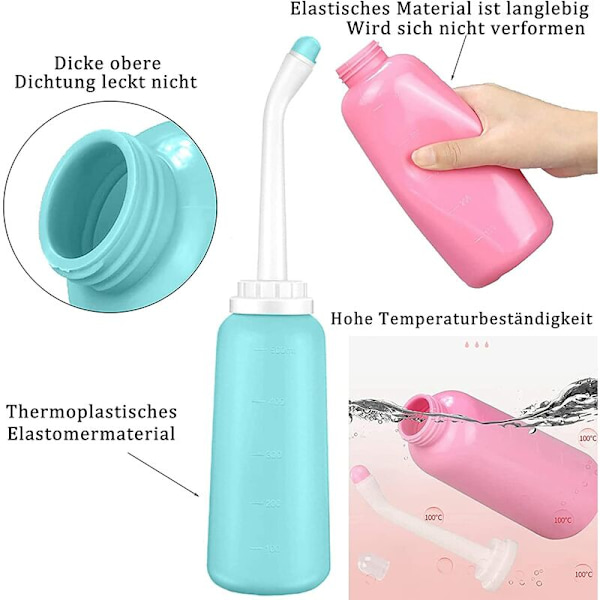 2 x Resebidet - Bärbar Bidet med 500 ml Stor Vattenkapacitet Intim Dusch Bidet för Baby, Kvinna eller Sängliggande Patienter