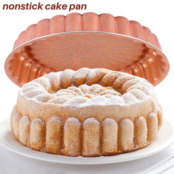 Charlotte Cake Pan, 4-lager Non-stick Coating, Cast Charlotte Cake Mold Quick Release Bakeware, 11i（Guld）