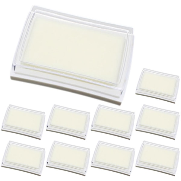 10-delers kontorvaskbar blekkpute med fingeravtrykk blank DIY-blekkpute blank svampepute (7.70X5.30X1.70CM, som vist på bildet)