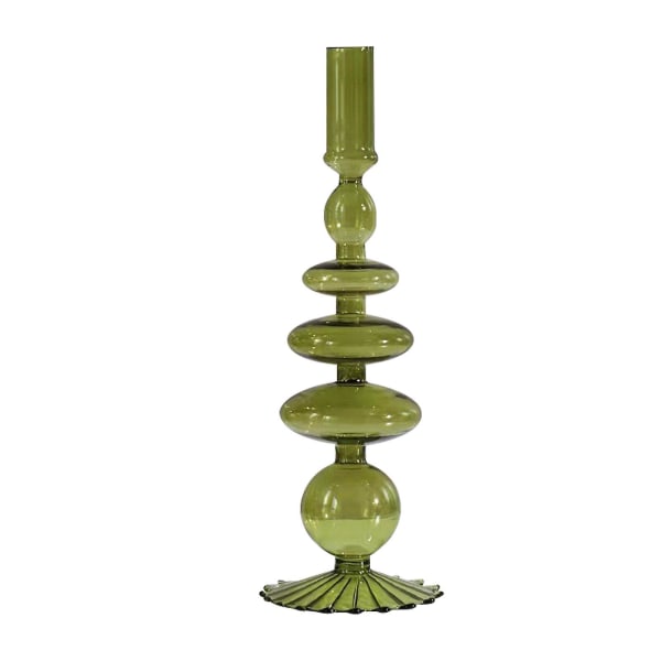 Ny vintage lysestage i klart glas fra Mid Century Design Art Lysestage (grøn)