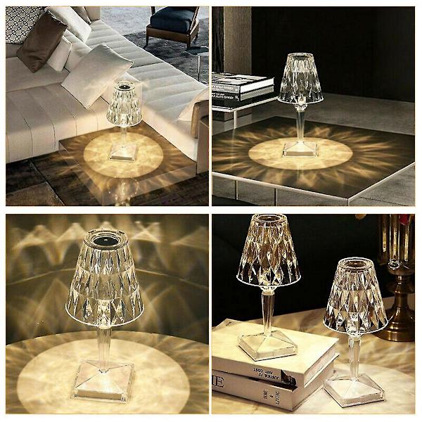 3 farver diamant bordlampe krystal led bar bordlampe genopladelig touch sensor dæmpning sengebord til（foto farve）