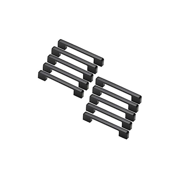 10 st svart zinklegering dörrhandtag T-stång köksskåp hålcenter 128 mm