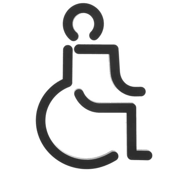 Funksjonshemmet logo dusjdørdekal Baderom funksjonshemmet dørlogo deaktivert Rullestollogotoalett (14X9,5 cm, svart)