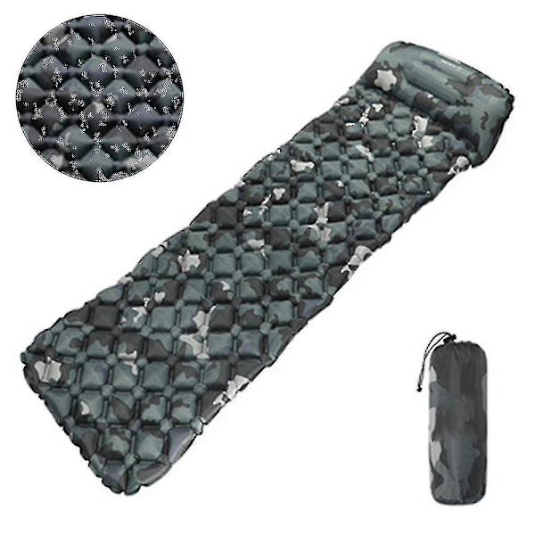 Makuualusta retkeilyyn, ultralight makuualusta sisäänrakennetulla tyynyllä, ilmatäytteinen retkeilypatja retkeilyyn (väri: Camouflage)