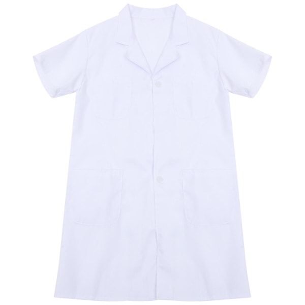Naisten sairaanhoitajan univormu lyhythihainen valkoinen mekko Medical univor Halloween Cosplay sairaanhoitaja puku - koko Xxl (XXL, valkoinen)