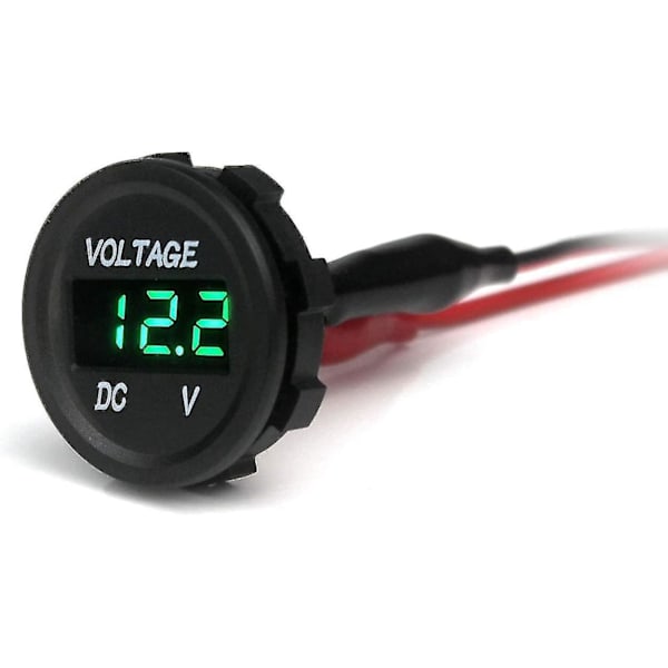 Vanntett universell digital voltmeter - Grønn LED-skjerm (12-24v) for bil, motorsykkel, lastebil