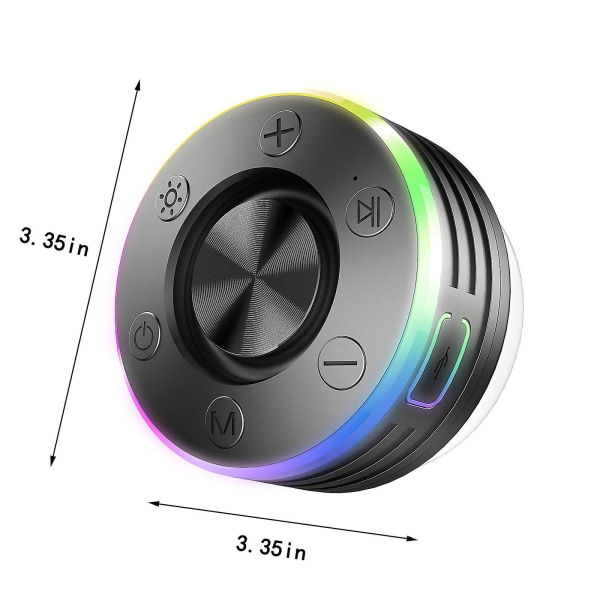 5.2 Adsorberbar RGB Badrum Bluetooth Audio HIFI Hög ljudkvalitet 7 nivåer och stötsäker Inbyggd FM (svart)