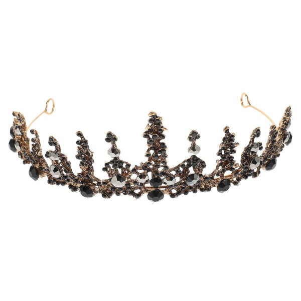 Svart pannebånd for kvinner Bryllup pannebånd Blomsterjente pannebånd Brudehår Garland Gresk Wedding Crown Brudehodeplagg (15X15X5 cm, svart)