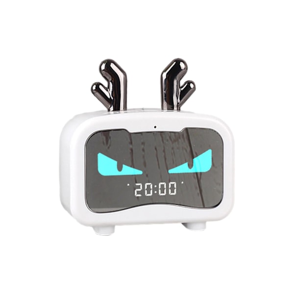 Ny privat modell M1 klocka Bluetooth-högtalare spegel bärbar väckarklocka Mini Mini ljudgåva（Vit）