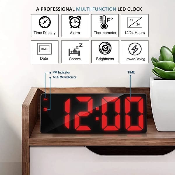 LED Digital Väckarklocka, Väckarklocka Modernt Bordsur Röd