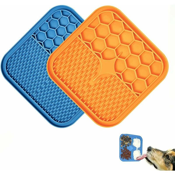 2 hund slick pads, anti-kvävning och halkfria slick pads med sugkopp, slow food skål