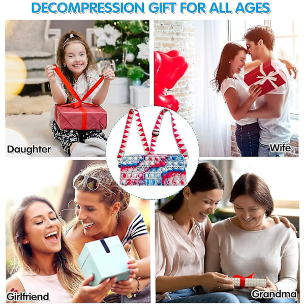 Beitong Pop-väska för flickor och kvinnor, Pop-väska sensorisk Pop Fidget-leksak Crossbody Body Handbags, Crossbody Small Purse Sensory Toys