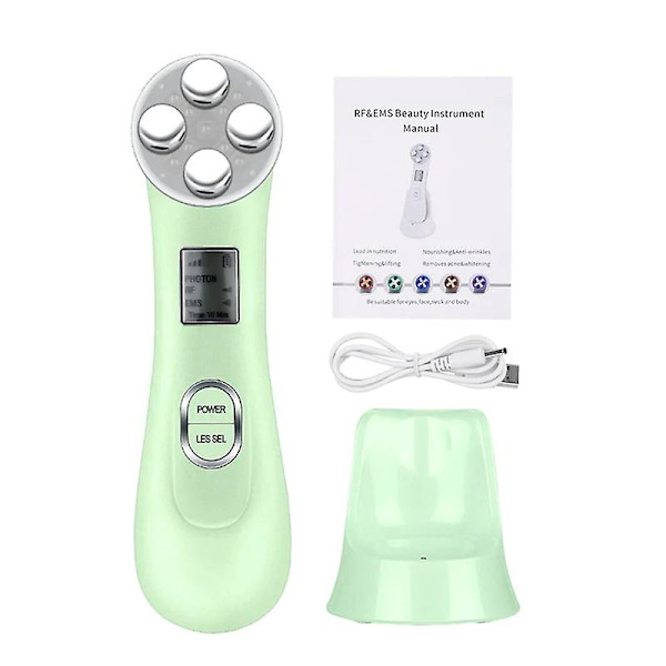 Ems ansiktsmassageapparat led fotonljus rynkborttagning (grön)