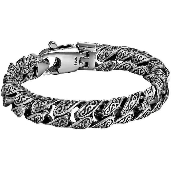 S925 Silver Male Tang Grass Pattern Bracelet Men's Bracelet Versat（20cm）