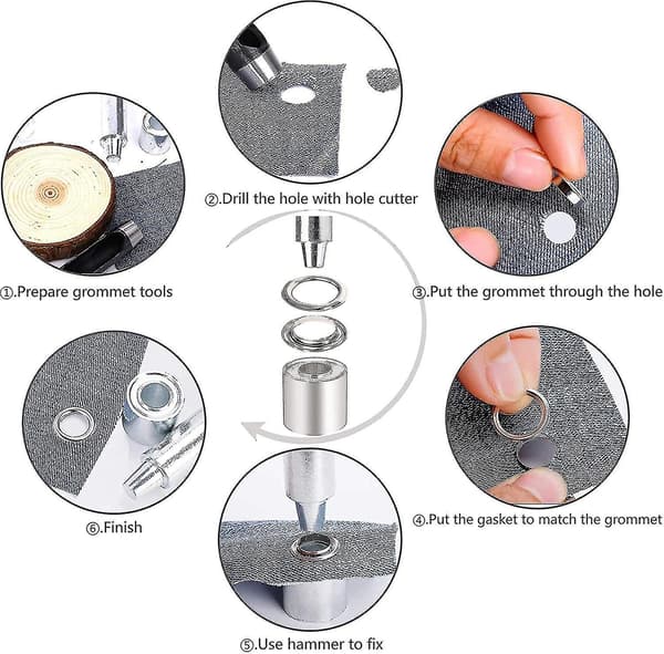 Grommetverktyg 12mm Metall Ögletsatser 100 Set Grommet Kit Ögletsats