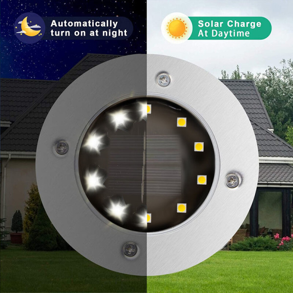 4-pack solcellslampor för marken, 10/12 LED solcellslampor för trädgården utomhus, vattentät landskapsbelysning 10LED vitt ljus