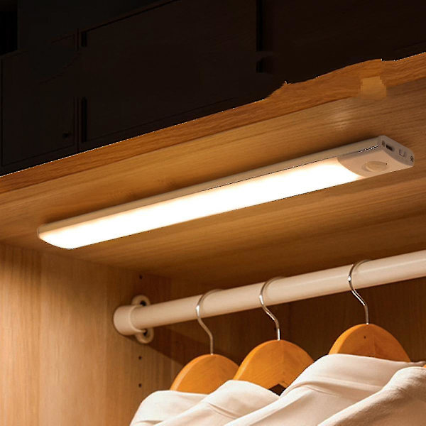 Shxx USB-laddningsbar 30 cm 60 LED rörelsesensor, automatisk på/av. Bärbar, sladdlös, stick-ny för skåp, garderob, garderob A927-