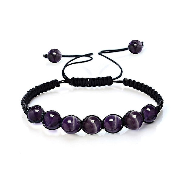 Ametist Armband Handgjord Väv Svart Rep Armband För Män Och Kvinnor