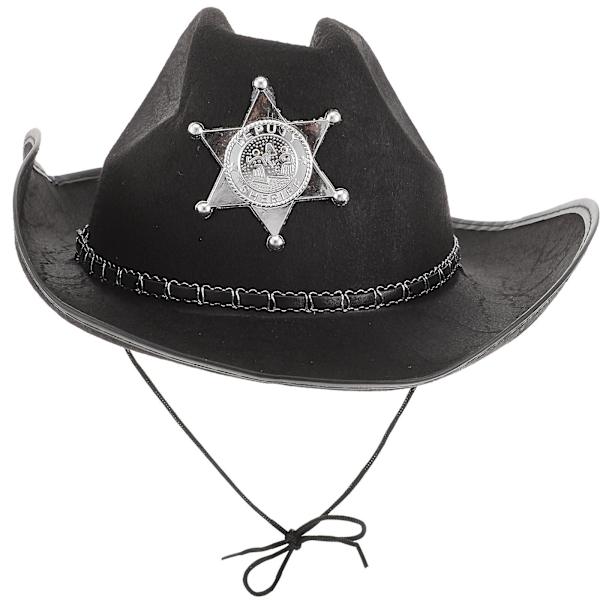 Cowboy Wild West Sheriff Hat Fancy Dress Halloween Party Kostym (Svart)