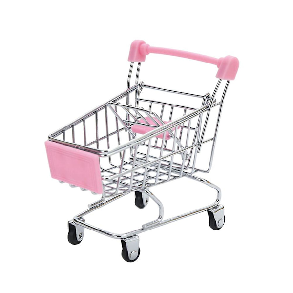 Simulerad kundvagnsscenmodell skrivbord mini prydnader mini dekorativa bordsdekorationer barns leksaker - storlek S (rosa) (12.00X11.50X8.50CM, rosa)