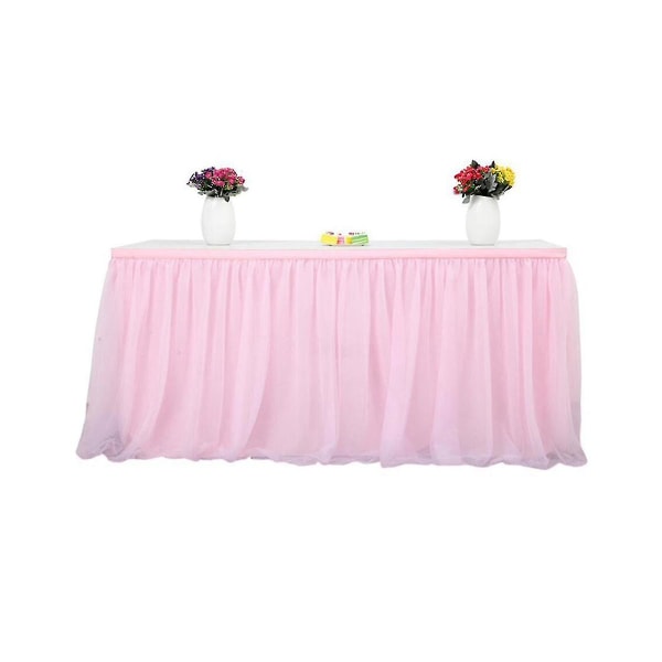 Tyl Bordskørt Borddæksel Pink Fødselsdag Bryllupsdekoration Dug Kage Dessert arrangement (4ft (pink)