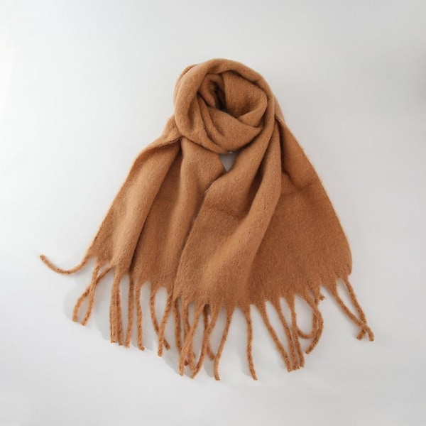 Macaron enfärgad konstgjord kashmirscarf dam vinter mjuk stämning halsduk koreansk all-match sjal（11 camel）