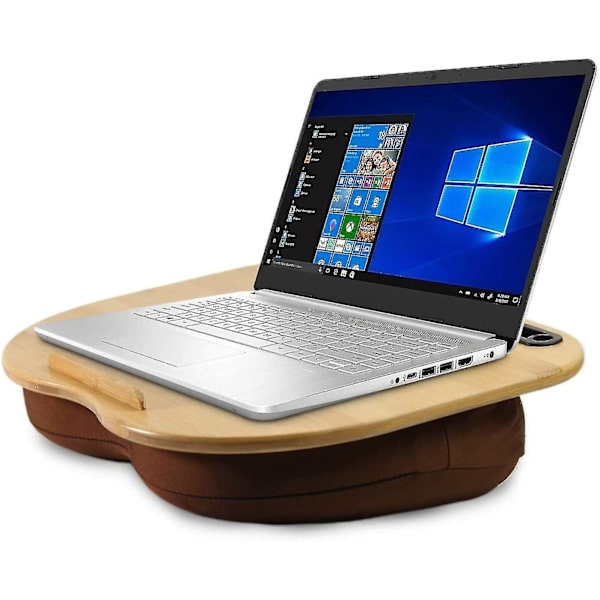 Xceedez bärbar laptopkudde knäbricka kudde med kabelhål och halkfria remsor