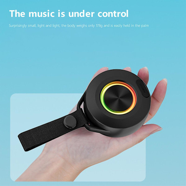 Bärbar trådlös Bluetooth-högtalare Bärbar högtalare med färgad Bluetooth 5.0 Special Holiday Gift（Svart）