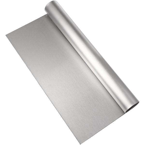 Degsskrapa i rostfritt stål, bordsskrapa, mjöldelare, multifunktionell degseparator för bakverk och bröd, köksredskap (20 x 10 x 2,5 cm, silver)