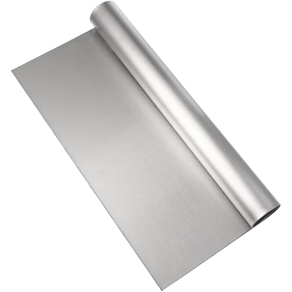 Deigskrape i rustfritt stål, bordskrape, melkutter, multifunksjonell konditoribrødseparator, skrape for kjøkkenutstyr (20X10X2,5 cm, sølv)