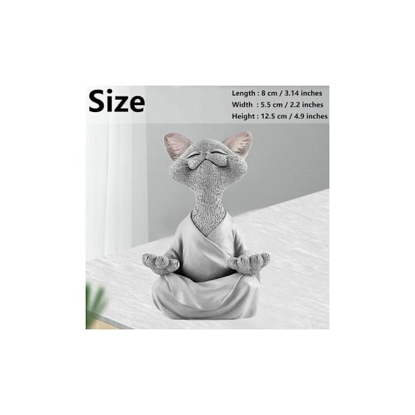 Mediterande katt i harts, Grå katt Buddha staty meditation, Yoga Buddha Zen katt, Hartsmaterial, för hem, utomhus, trädgård, gräsmatta, pool, dekoration,