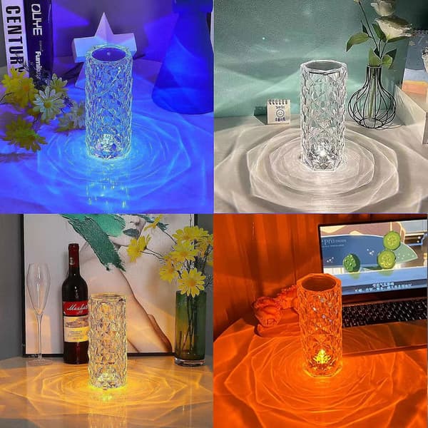 Krystal Diamant Bordlampe, 16 Farver Skiftende LED Lys